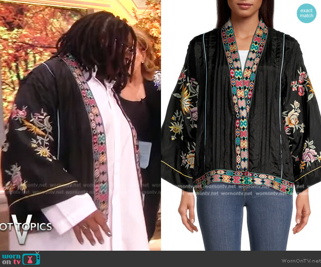 Johnny Was  Eno Embroidered Pintuck Kimono worn by Whoopi Goldberg on The View
