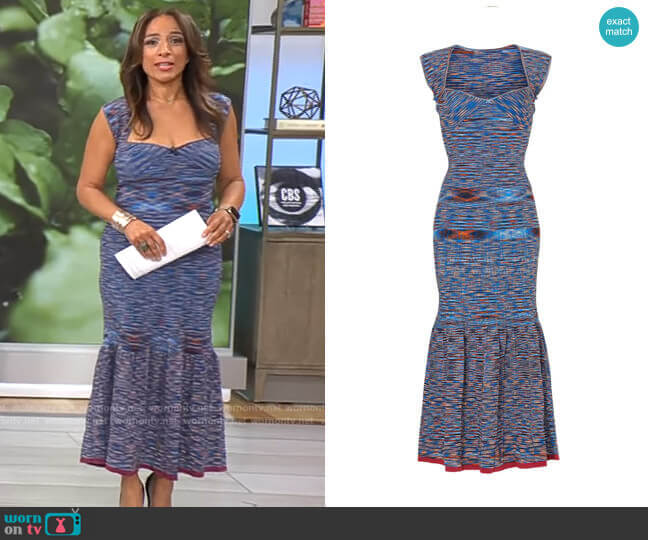 Jonathan Simkhai Spacedye Knit Midi Dress worn by Michelle Miller on CBS Mornings