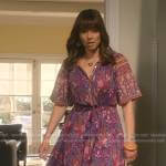 Judy’s purple floral dress on Dead to Me