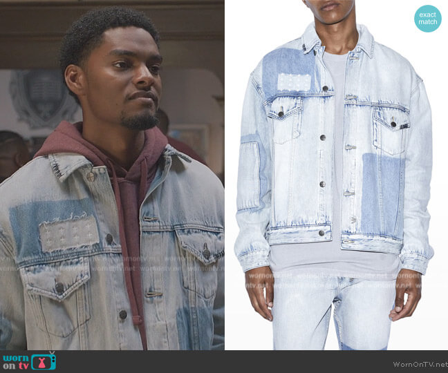 Ksubi Two-Tone Denim Trucker Jacket worn by JR (Sylvester Powell) on All American Homecoming
