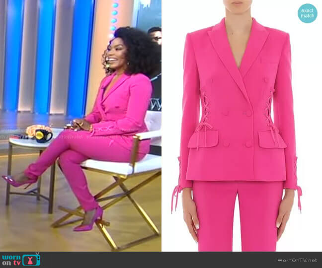 WornOnTV: Angela Bassett’s pink lace-up blazer and pants on Good ...