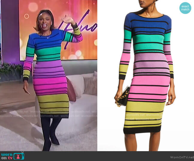 Le Superbe Chakra Multi-Stripe Midi Dress worn by Jennifer Hudson on The Jennifer Hudson Show