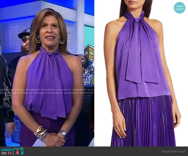 Alice + Olivia Leia Tie Neck Halter Top worn by Hoda Kotb on Today