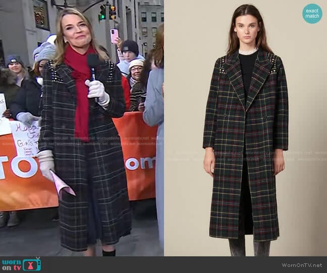 WornOnTV: Savannah’s plaid studded shoulder coat on Today | Savannah ...