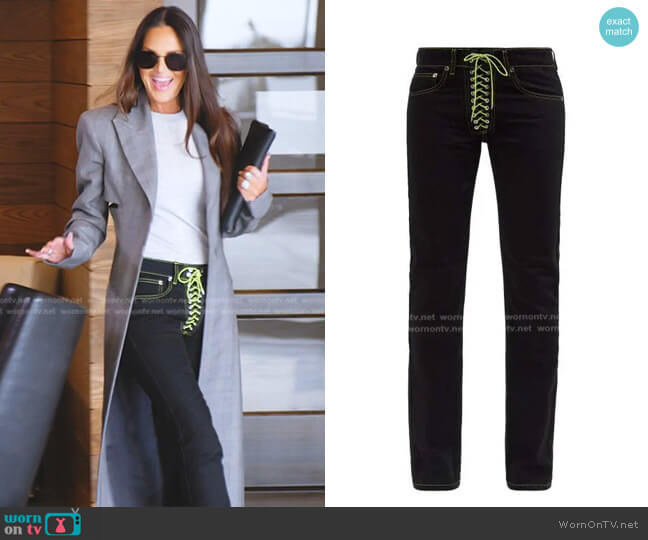 Ludovic de Saint Sernin Lace-Up Straight-Leg Jeans worn by Lisa Barlow on The Real Housewives of Salt Lake City