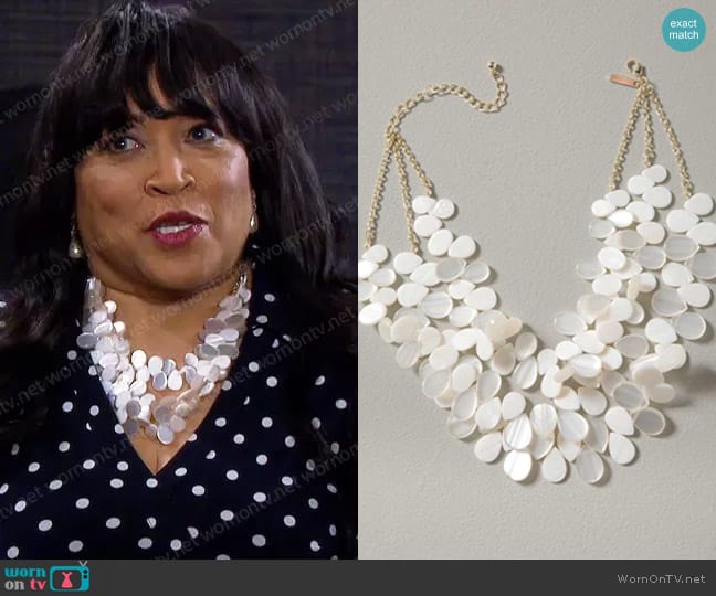 White House Black Market Mother of Pearl Statement Necklace worn by Paulina Price (Jackée Harry) on Days of our Lives