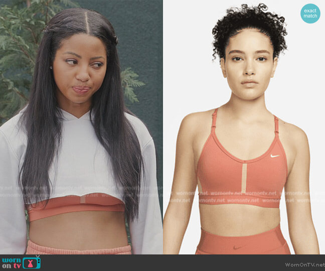 Nike Dri-FIT Indy Light-Support Padded V-Neck Sports Bra worn by Thea (Camille Hyde) on All American Homecoming