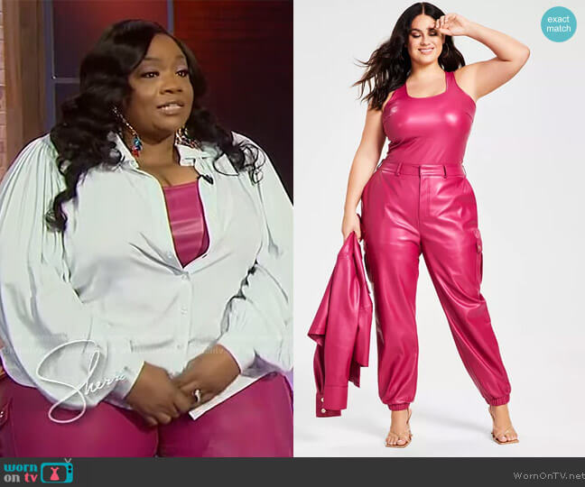 Nina Parker Pink Leather Top and Pants worn by Ms. Pat on Sherri
