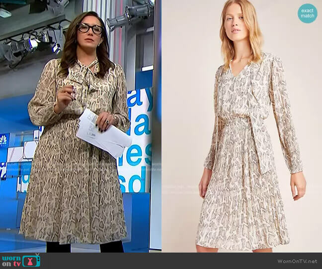 Current Air Olivia Snake-Printed Midi Dress worn by Savannah Sellers on NBC News Daily