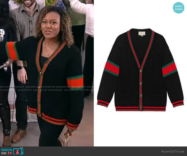 Gucci Oversize Cable Knit Cardigan worn by Janai Norman on Good Morning America