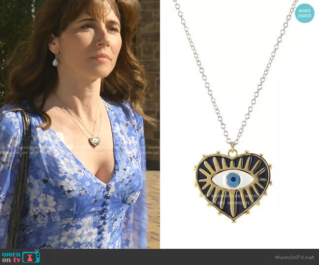 Peggy Li Bold Eye Necklace worn by Judy Hale (Linda Cardellini) on Dead to Me