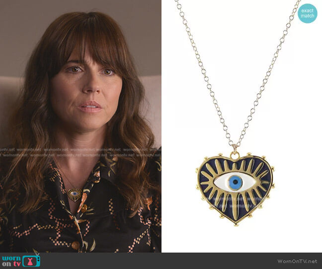 Peggy Li Bold Eye Necklace worn by Judy Hale (Linda Cardellini) on Dead to Me