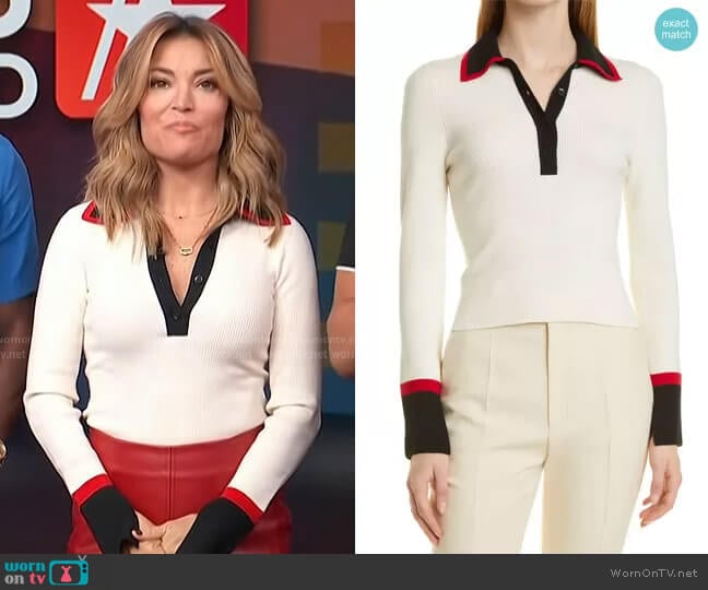 WornOnTV: kit’s white contrast trim polo top on Access Hollywood | Kit ...