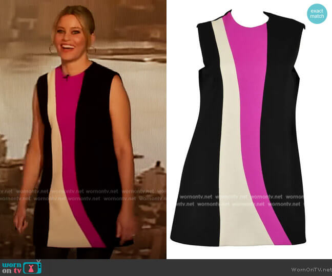 Pierre Cardin 1960s Color Blocked Couture Tunic Dress worn by Elizabeth Banks on The Drew Barrymore Show