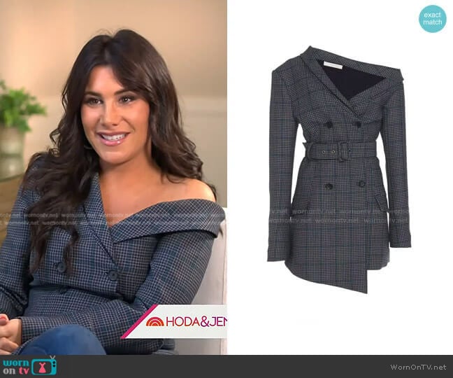 Jonathan Simkhai Glen Plaid One Shoulder Jacket worn by Joelle Garguilo on Today