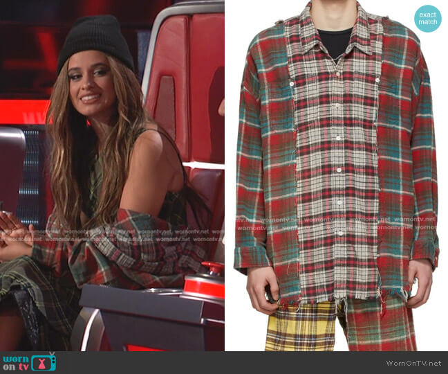 R13 Red & Grey Combo Work Shirt worn by Camila Cabello on The Voice