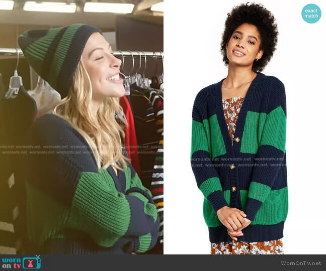 La Ligne x Target Rugby Stripe Cardigan Sweater worn by Molly Howard on Today
