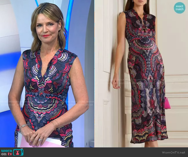 Saloni Tabitha B Dress In Nightfall Prism Print worn by Savannah Guthrie on Today