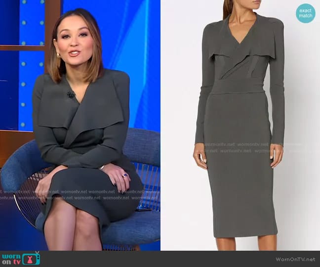 Scanlan Theodore  Crepe Knit Drape Front Dress worn by Eva Pilgrim on Good Morning America