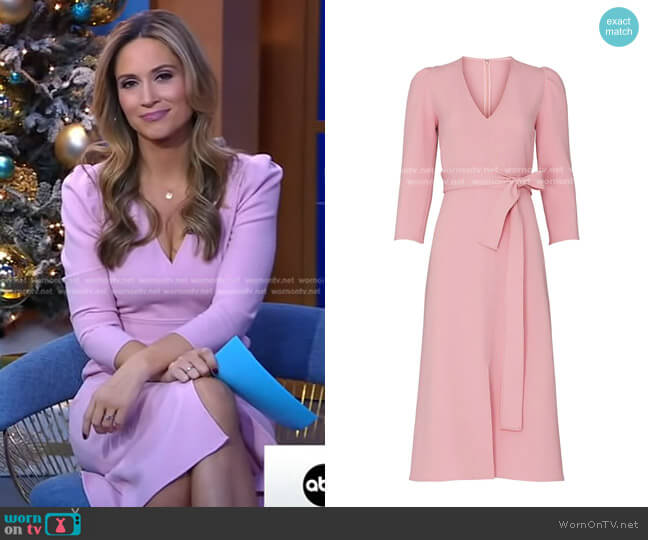 WornOnTV: Rhiannon Ally’s pink v-neck tie waist dress on Good Morning ...
