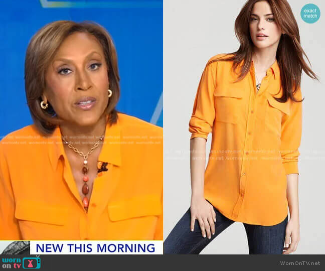 Equipment Signature Two Pocket Blouse worn by Robin Roberts on Good Morning America