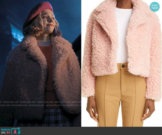 Stand Studio Janet Crop Faux-Shearling Jacket worn by Enid Sinclair (Emma Myers) on Wednesday