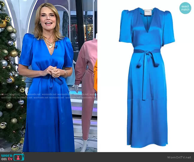 WornOnTV: Savannah’s blue tie waist dress on Today | Savannah Guthrie ...