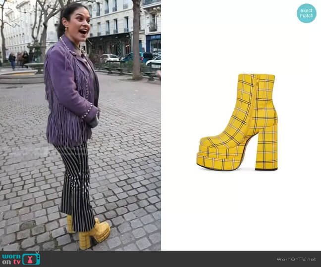 Steve Madden Cobra Boots in Yellow Plaid worn by Donna Farizan on Today