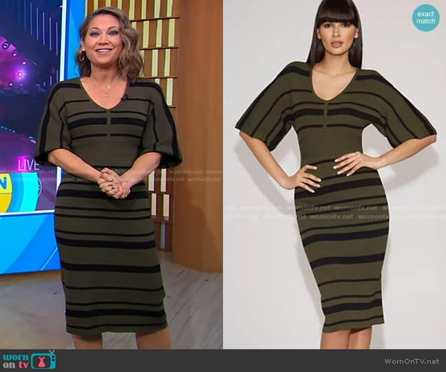 Stripe Sweater Sheath Dress - Gabrielle Union Collection by New York & Company worn by Ginger Zee on Good Morning America