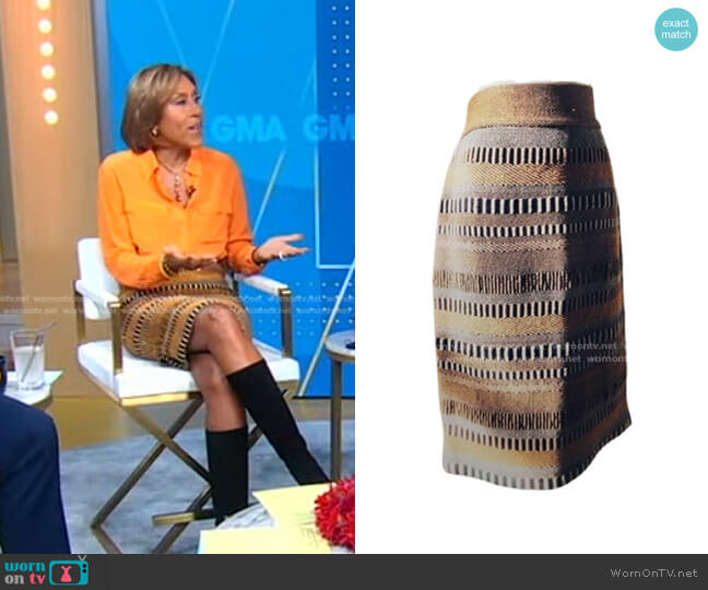 Burberry Striped Knit Pencil Skirt worn by Robin Roberts on Good Morning America