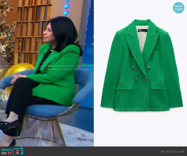 Zara Tailored Double Breasted Blazer worn by Alexis Christoforous on Good Morning America