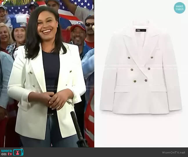 Zara Tailored Double Breasted Blazer worn by Meagan Fitzgerald on Today