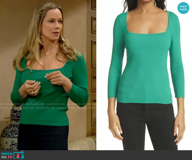 Ted Baker Square Neck Ribbed Top worn by Donna Logan (Jennifer Gareis) on The Bold and the Beautiful