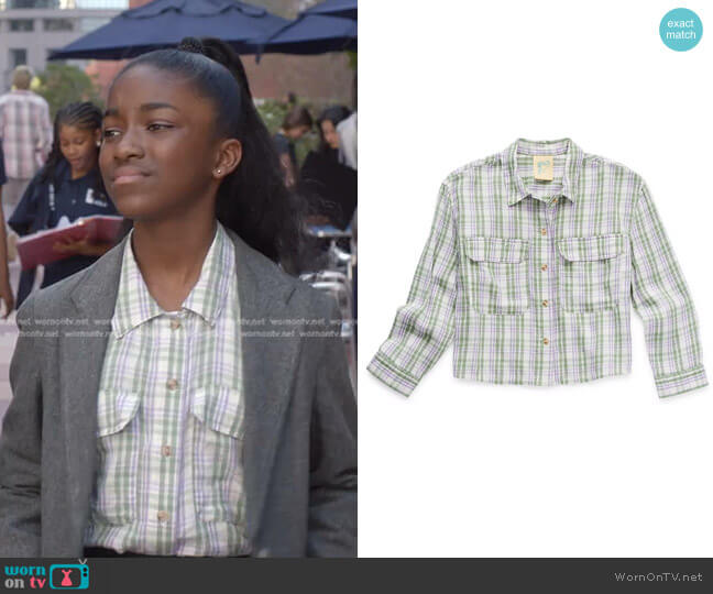 Thereabouts Little & Big Girls Long Sleeve Button-Down Shirt worn by Zola Grey Shepherd (Aniela Gumbs) on Greys Anatomy