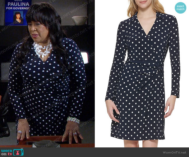 Tommy Hilfiger Harbor View Dot Jersey Dress worn by Paulina Price (Jackée Harry) on Days of our Lives