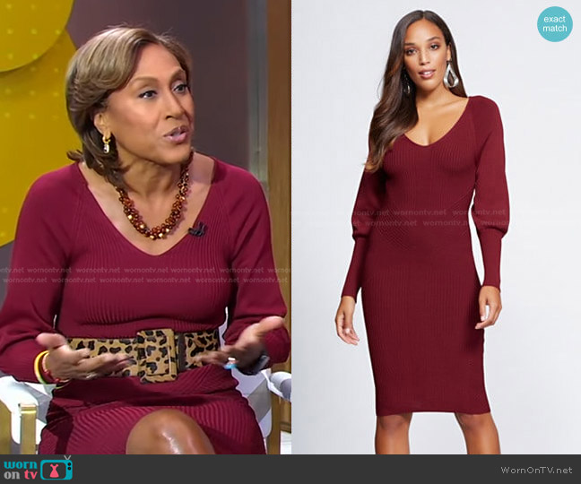 WornOnTV: Robin’s burgundy ribbed v-neck dress on Good Morning America ...