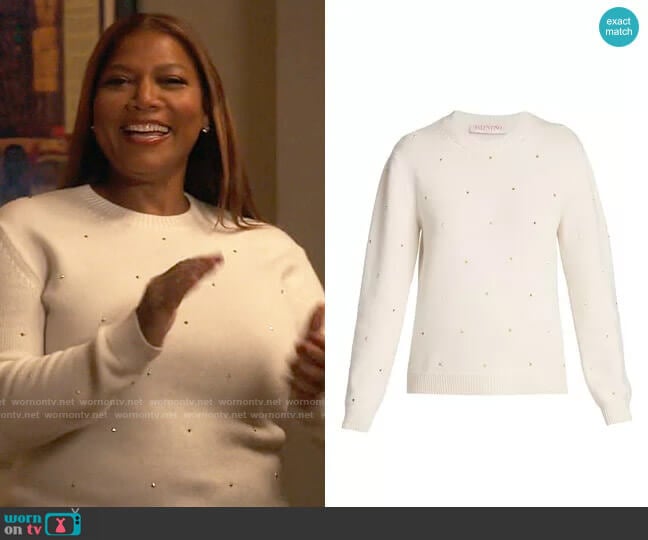 Valentino Geometric Stud-Embellished Crewneck Sweater worn by Robyn McCall (Queen Latifah) on The Equalizer