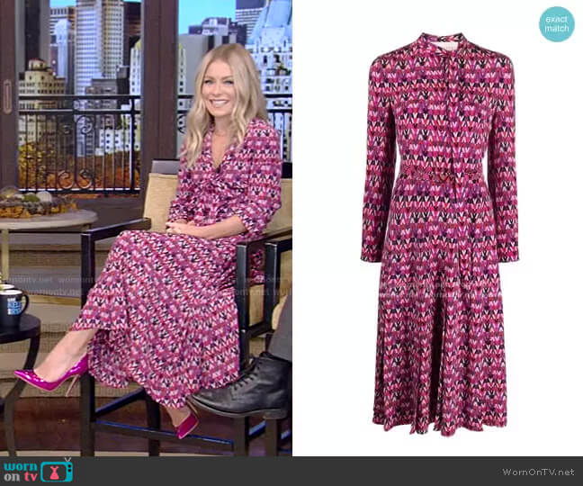 Valentino Optical Print Shirtdress worn by Kelly Ripa on Live with Kelly and Ryan