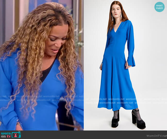Victoria Beckham V Neck Fit and Flare Dress worn by Sunny Hostin on The View