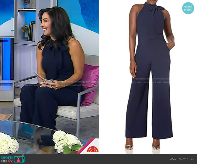 Vince Camuto Bow Neck Halter Jumpsuit worn by Karen Ronquillo on Today