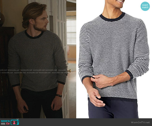 Vince Plush Stripe Crew Neck Sweater worn by TJ Morrison (Garrett Wareing) on Manifest