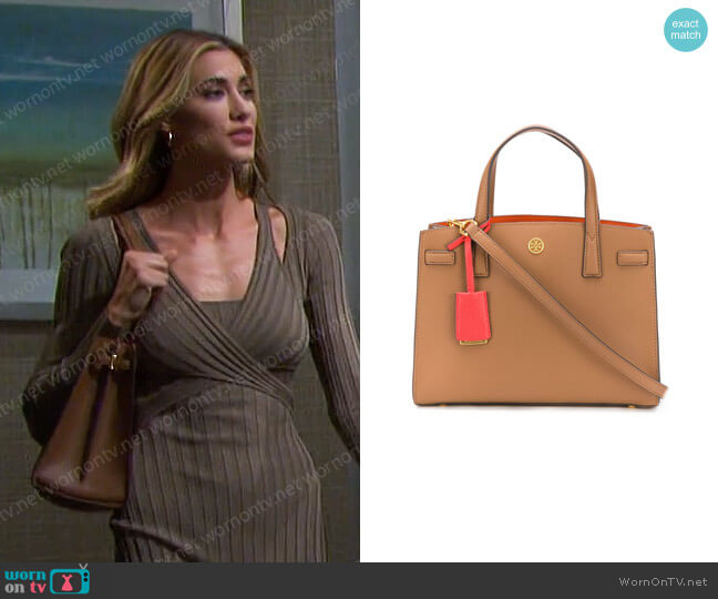 Tory Burch Walker Satchel Tote worn by Sloan Peterson (Jessica Serfaty) on Days of our Lives