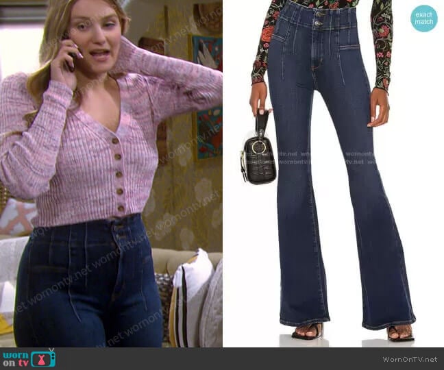 We The Free Jayde Flare Jeans in Tulsa Blue worn by Alice Caroline Horton (Lindsay Arnold) on Days of our Lives