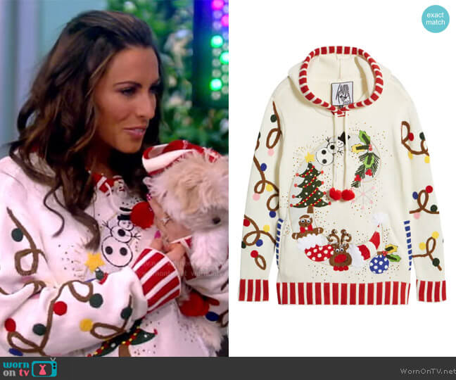 Whoopi C for Christmas Cotton Blend Hooded Sweater worn by Alyssa Farah Griffin on The View