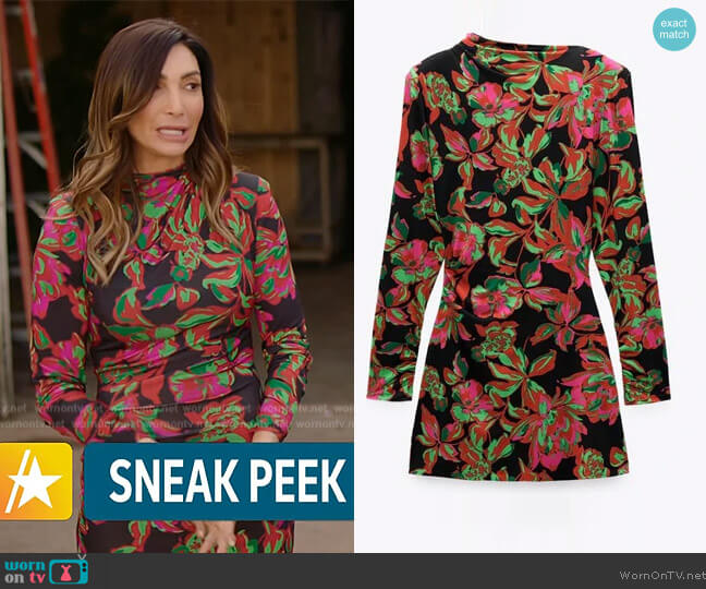 Zara Shoulder Pad Ruched Dress worn by Courtney Mazza Lopez on Access Hollywood