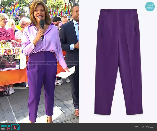 WornOnTV: Hoda's purple satin blouse and pants on Today, Hoda Kotb