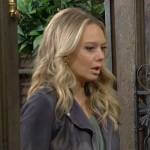 Abby’s faded leather moto jacket on The Young and the Restless