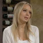 Abby’s white mesh trim sweater on The Young and the Restless