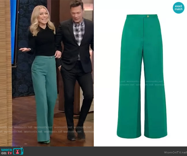 Nili Lotan Monet Tie Neck Silk Blouse worn by Kelly Ripa on Live with Kelly and Mark