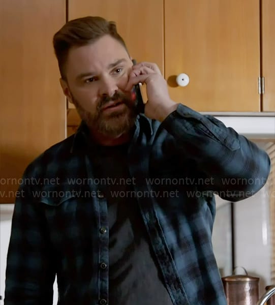 Adam's blue checked shirt on Chicago PD